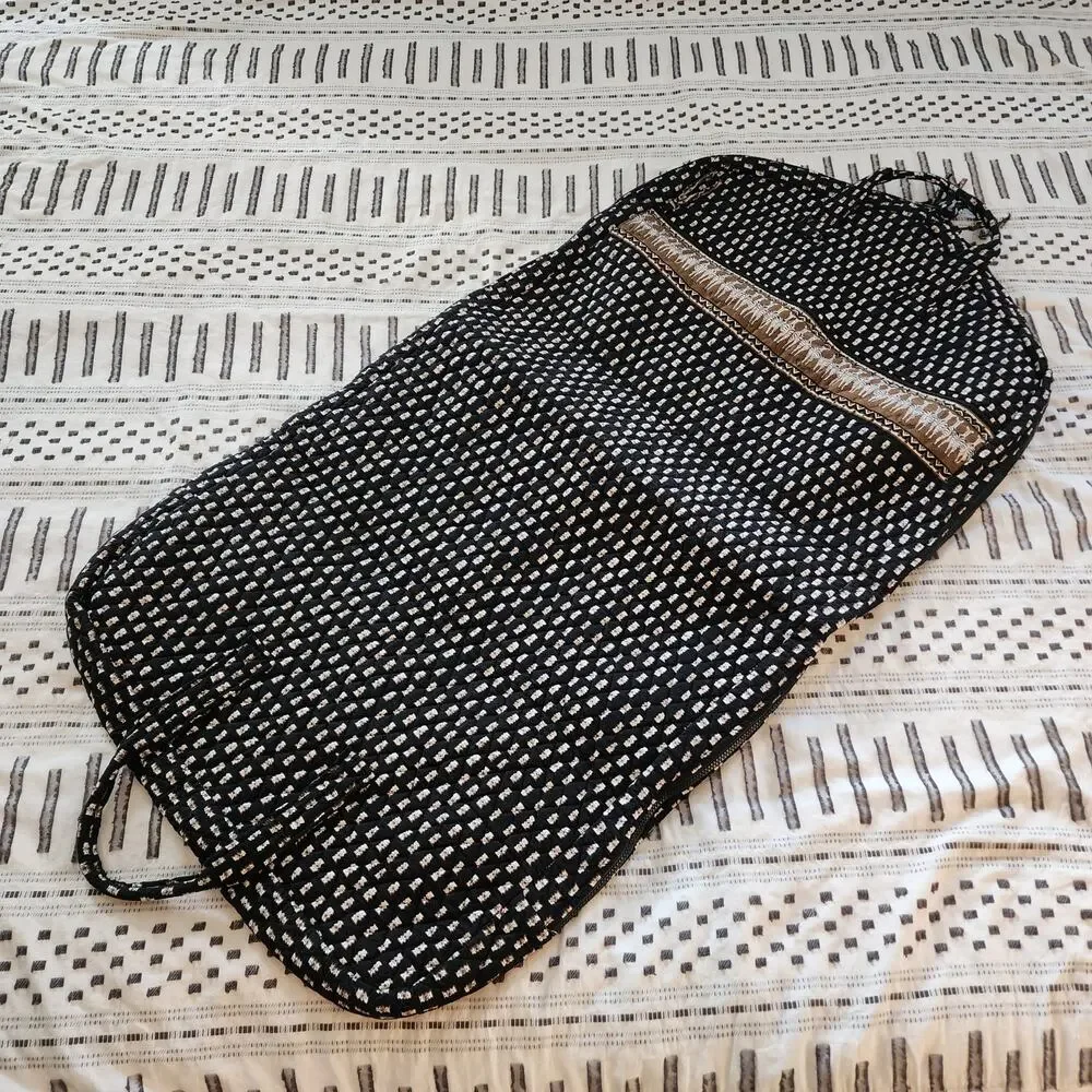 Vintage Vera Bradley Zebra Hanging Garment Bag Black Quilted Dual Handle Retired